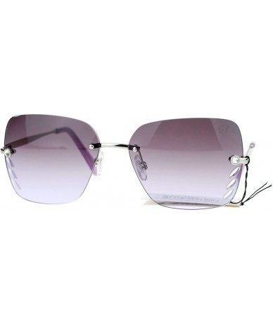 Rimless Whisker Vent Lens Luxury Designer Fashion Rimless Sunglasses - Silver Purple - CR11ATATNAD $22.43