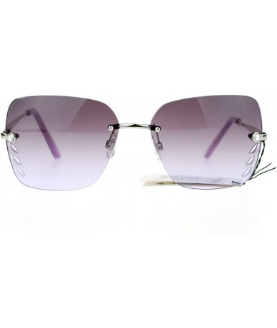 Rimless Whisker Vent Lens Luxury Designer Fashion Rimless Sunglasses - Silver Purple - CR11ATATNAD $22.43