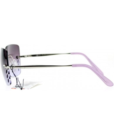 Rimless Whisker Vent Lens Luxury Designer Fashion Rimless Sunglasses - Silver Purple - CR11ATATNAD $22.43