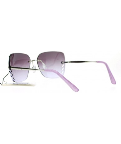 Rimless Whisker Vent Lens Luxury Designer Fashion Rimless Sunglasses - Silver Purple - CR11ATATNAD $22.43