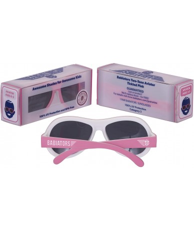 Aviator Two Tone Aviator UV Protection Children's Sunglasses- Tickled Pink- 3-5 Years - Tickled Pink - CS194KRII0D $40.28