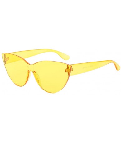 Cat Eye Sunglasses Integrated Glasses Fashion - Yellow - CO18U8NDSEA $19.82