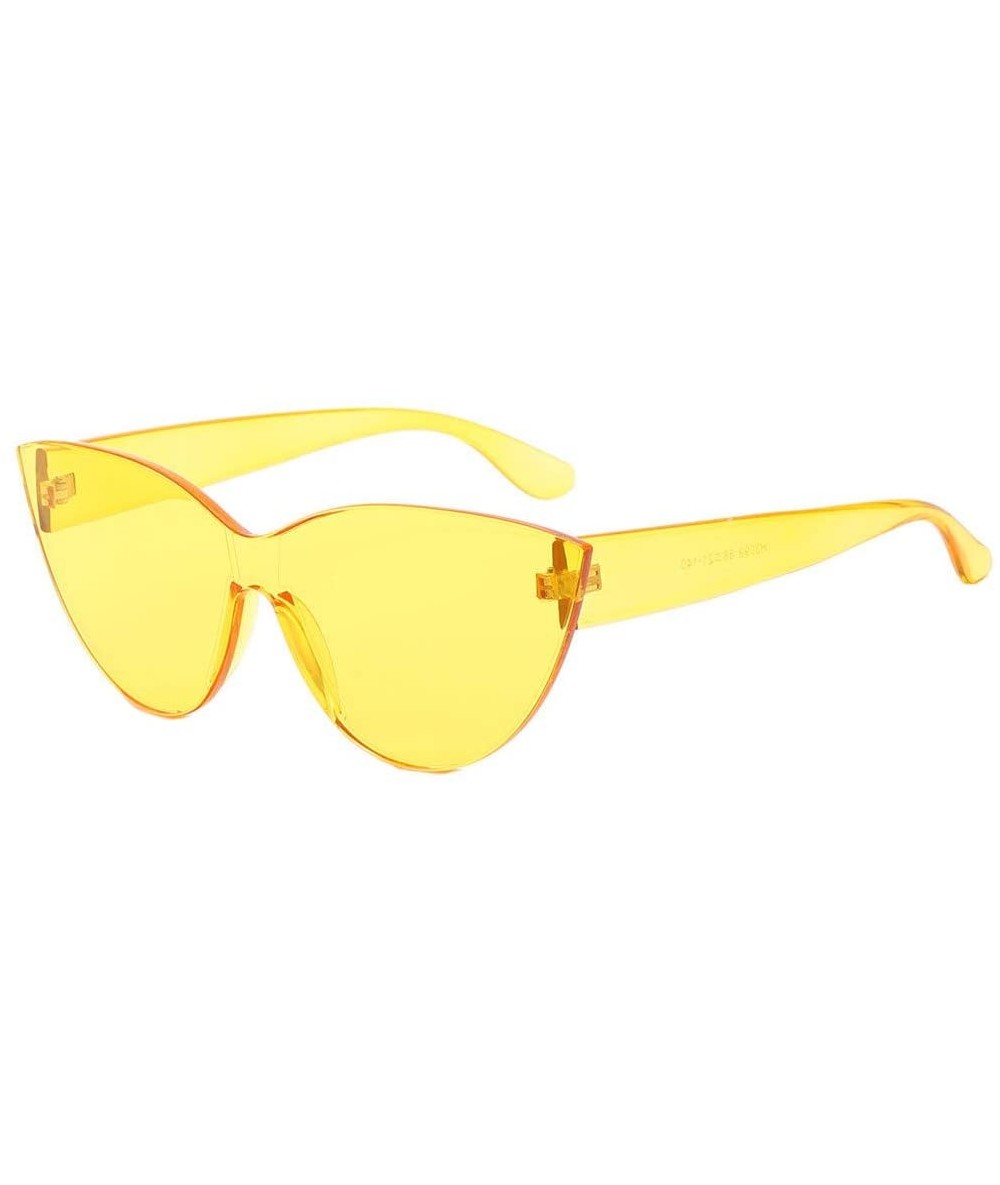 Cat Eye Sunglasses Integrated Glasses Fashion - Yellow - CO18U8NDSEA $19.82