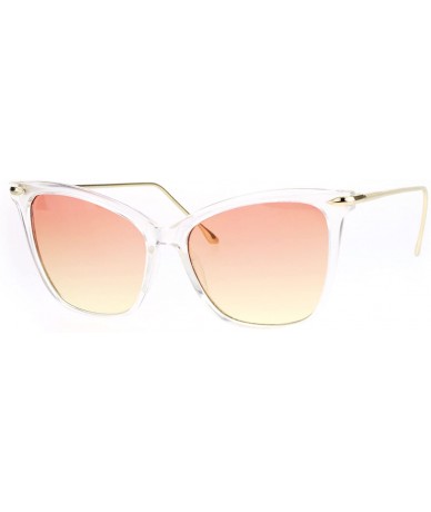 Cat Eye Womens Oversize Elegant Cat Eye Horn Rim Thin Plastic Sunglasses - Clear Pink Yellow - CE17XWD66NR $23.34