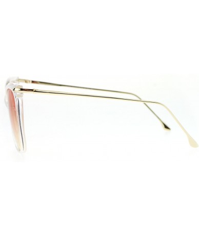 Cat Eye Womens Oversize Elegant Cat Eye Horn Rim Thin Plastic Sunglasses - Clear Pink Yellow - CE17XWD66NR $23.34