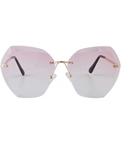 Rimless New Oversized Rimless Gradient Diamond Cutting Lens Sunglasses - Pink - C818O495NHL $24.45