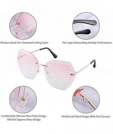 Rimless New Oversized Rimless Gradient Diamond Cutting Lens Sunglasses - Pink - C818O495NHL $24.45