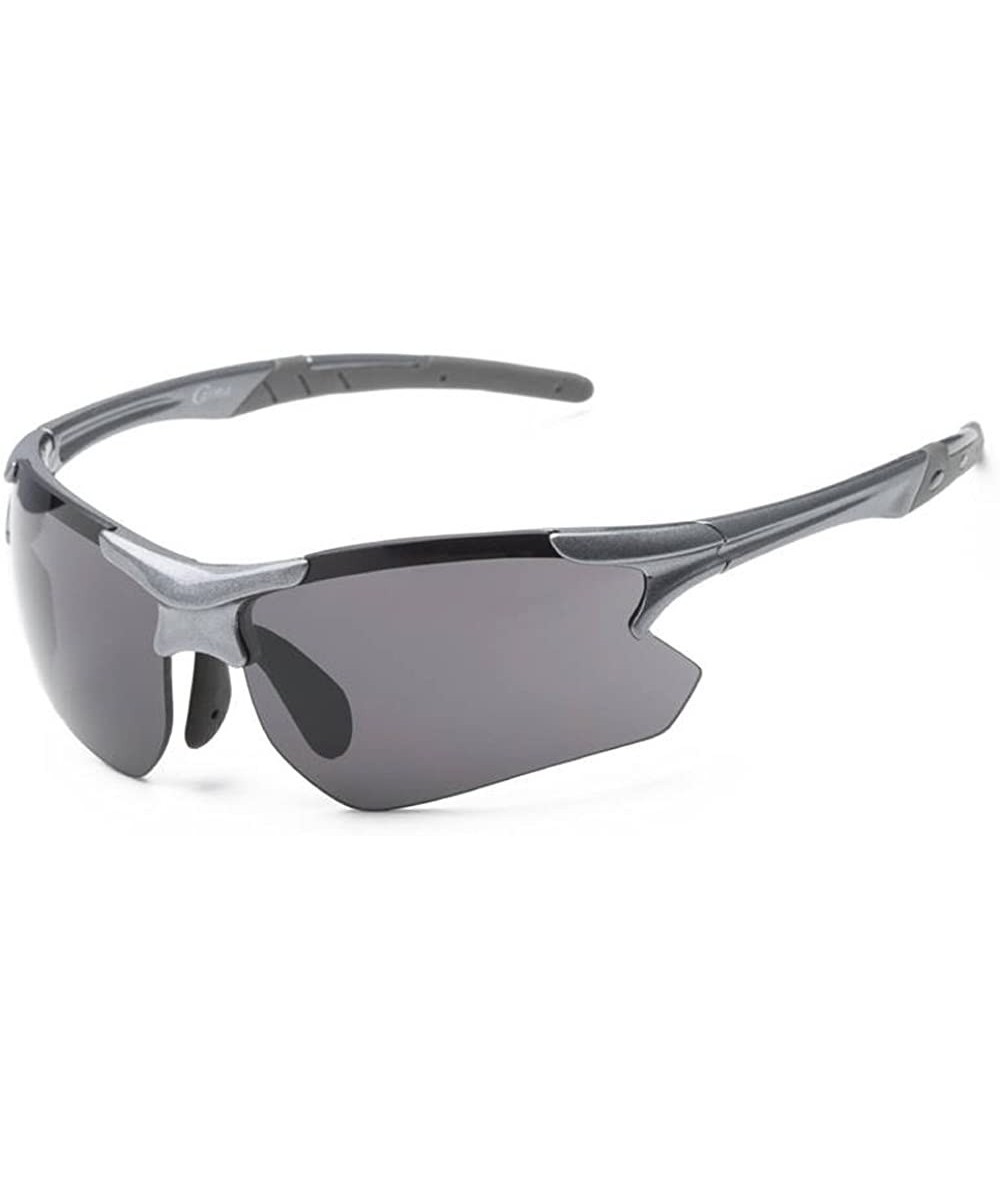 Sport Running Cycling Triathlon Fashion Sports Wrap Sunglasses UNBREAKBLE TR90 Frame - Gunmetal&smoke - C011YG9JSCJ $24.14