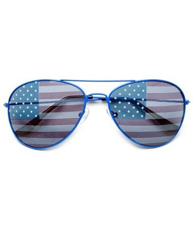 Aviator American Flag Aviator Sunglasses Glasses Gift Box - 2 Pairs Blue - CP12O1SSYWJ $35.21