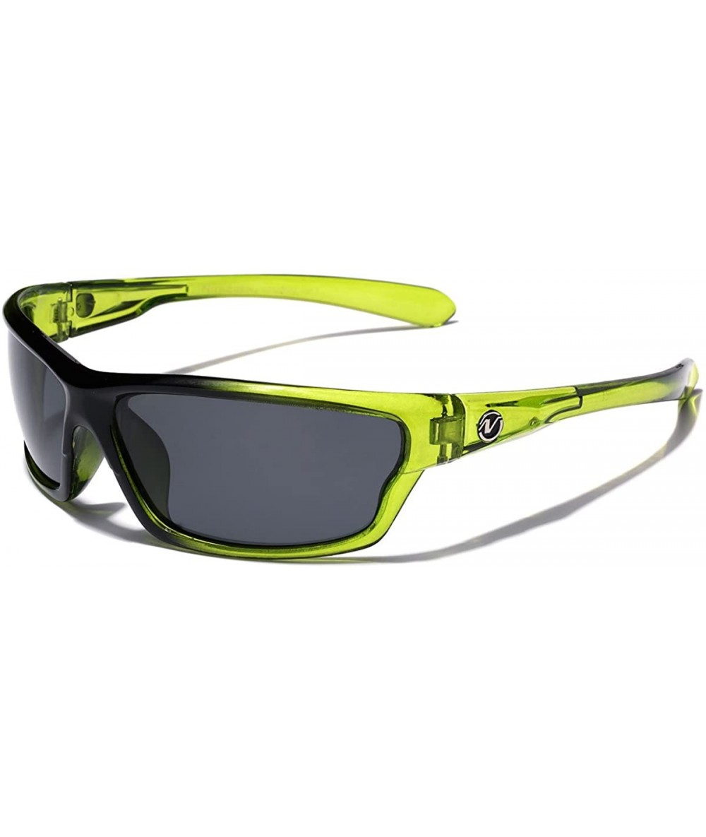 Sport Polarized Wrap Around Sport Sunglasses - Crystal Green - Smoke - CW11OXJA8EN $22.97