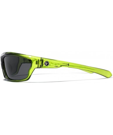 Sport Polarized Wrap Around Sport Sunglasses - Crystal Green - Smoke - CW11OXJA8EN $22.97