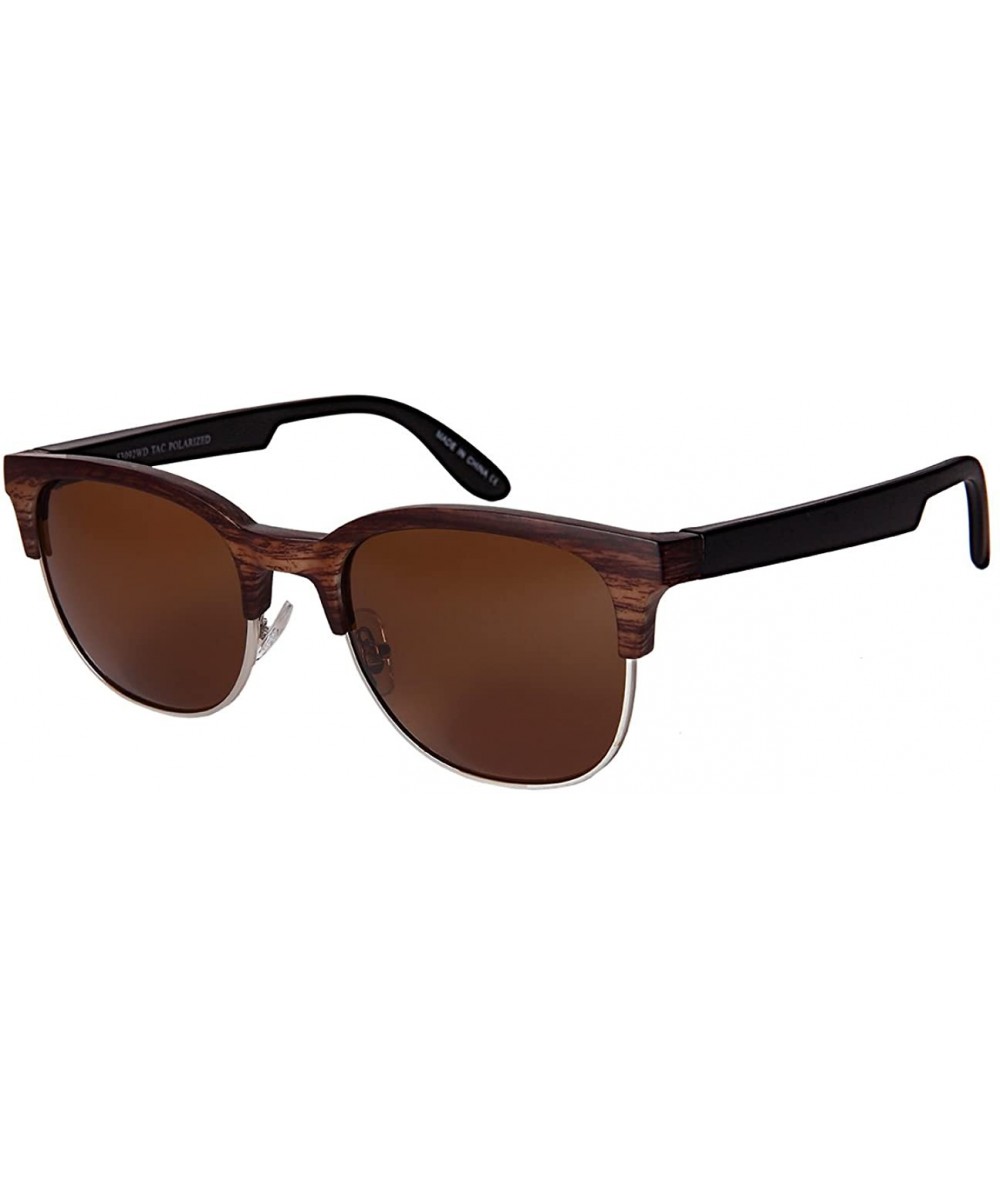 Semi-rimless Semi-Rimless Wood Sunnies w/Polarized 1.0mm Lenses 53092WD-P1 - Dark Brown Wood - C3182WCAG8N $22.70