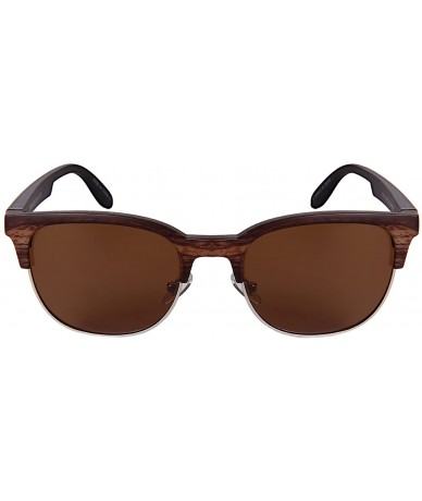 Semi-rimless Semi-Rimless Wood Sunnies w/Polarized 1.0mm Lenses 53092WD-P1 - Dark Brown Wood - C3182WCAG8N $22.70