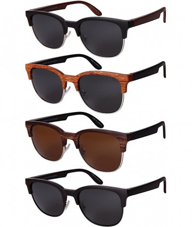 Semi-rimless Semi-Rimless Wood Sunnies w/Polarized 1.0mm Lenses 53092WD-P1 - Dark Brown Wood - C3182WCAG8N $22.70