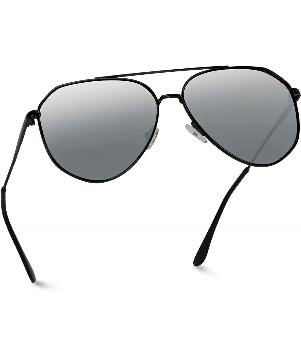 Aviator Polarized Premium Designer Inspired Medium Metal Frame Aviator Sunglasses - Modern Design - C2186HYA69O $34.55