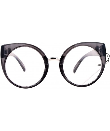 Round Round Circle Lens Cat Eye Clear Lens Eye Glasses - Grey - CN12D63NYMZ $19.28