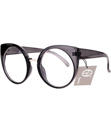 Round Round Circle Lens Cat Eye Clear Lens Eye Glasses - Grey - CN12D63NYMZ $19.28