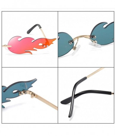 Rimless 2020 Fashion Fire Flame Sunglasses Women Men Brand Design Rimless Wave Eyewear - Red - CT196K36U7L $23.86