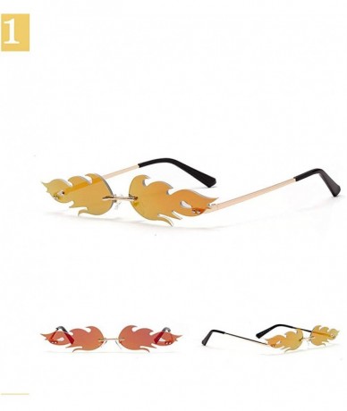 Rimless 2020 Fashion Fire Flame Sunglasses Women Men Brand Design Rimless Wave Eyewear - Red - CT196K36U7L $23.86