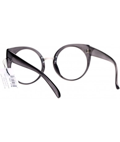 Round Round Circle Lens Cat Eye Clear Lens Eye Glasses - Grey - CN12D63NYMZ $19.28