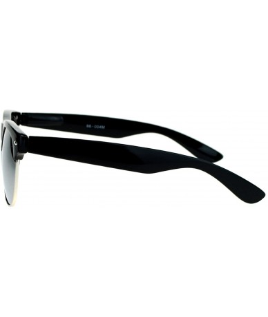 Wayfarer Silver Mirror Hipster Half Rim DJ Sunglasses - Black - CX12JPB7TIH $23.48