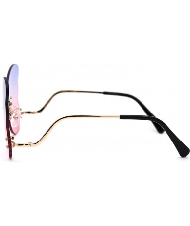 Butterfly Womens Tie Dye Gradient Rimless Butterfly Wing Lens Sunglasses - Gold Blue Pink - CB18Y4ZIHO9 $27.80