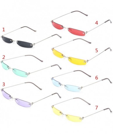 Rimless 2019 Chic Sunglasses Vintage Fashion Small Lens Women Men UV400 Brand Designer - 6 - C418X4LQAY7 $17.55