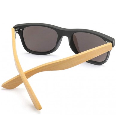 Square Wooden sunglasses men's ladies square bamboo mirror sunglasses oversized retro - Kp8849-c2 - CH190LM7Z3Q $43.11