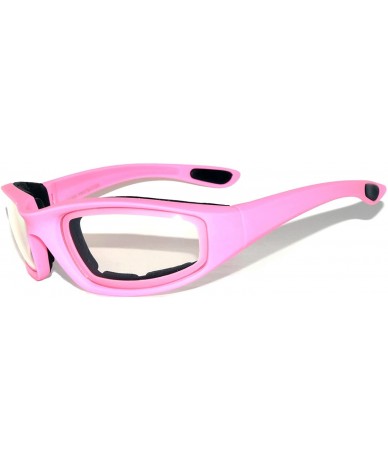 Goggle Motorcycle Padded Foam Glasses Smoke Mirror Clear Lens - Pink_cl - CE12NZN92M8 $19.00