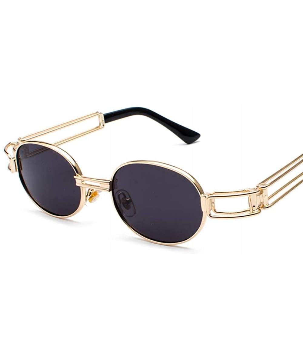 Oval Vintage Steampunk Sunglasses Men Accessories Metal Oval Sun Glasses Female Retro - Gold With Black - C318H7DEWMH $20.60