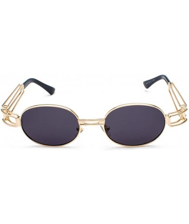 Oval Vintage Steampunk Sunglasses Men Accessories Metal Oval Sun Glasses Female Retro - Gold With Black - C318H7DEWMH $20.60