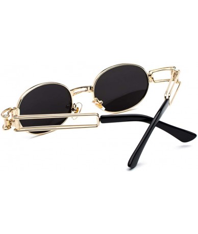 Oval Vintage Steampunk Sunglasses Men Accessories Metal Oval Sun Glasses Female Retro - Gold With Black - C318H7DEWMH $20.60