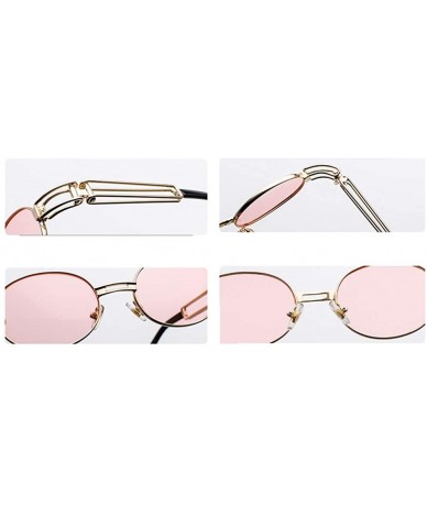 Oval Vintage Steampunk Sunglasses Men Accessories Metal Oval Sun Glasses Female Retro - Gold With Black - C318H7DEWMH $20.60