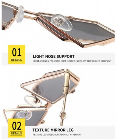 Rimless Retro Flip Up Sunglasses-Polarized Geometric Sunglasses-Metal Frame Mirror Lens - C - CC190OMDN3S $57.87