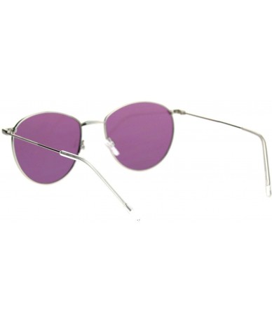 Round Round Oval Sunglasses Vintage Unisex Fashion Thin Metal Frame Flat Lens - Silver (Purple) - CU18YWS4W0O $25.19