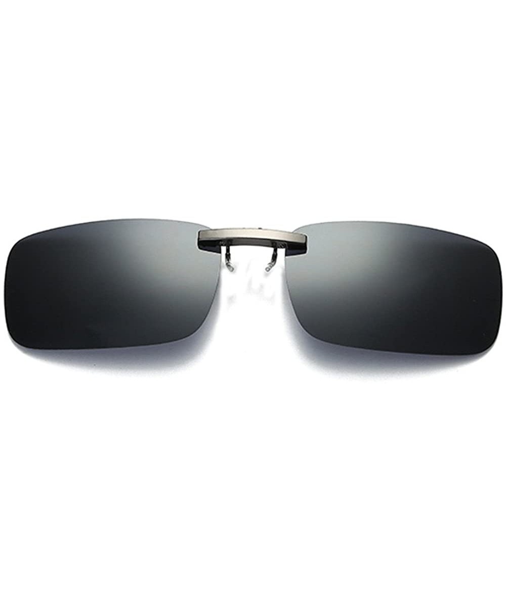 Oval Men Women Detachable Vision Lens Metal Polarized Clip On Sunglasses - Gray - C718GYEXZ0O $12.95