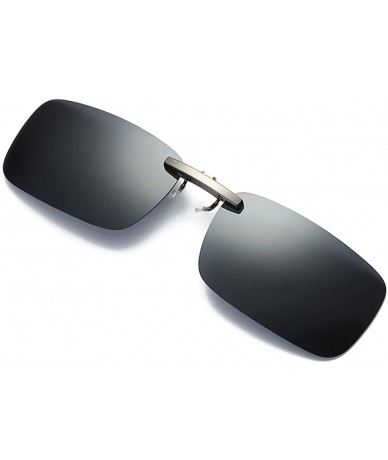 Oval Men Women Detachable Vision Lens Metal Polarized Clip On Sunglasses - Gray - C718GYEXZ0O $12.95