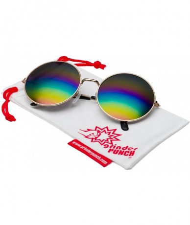 Round Oversized Large Round Sunglasses for Women Rainbow Mirrored - Rainbow - CT11M2SQS79 $23.24