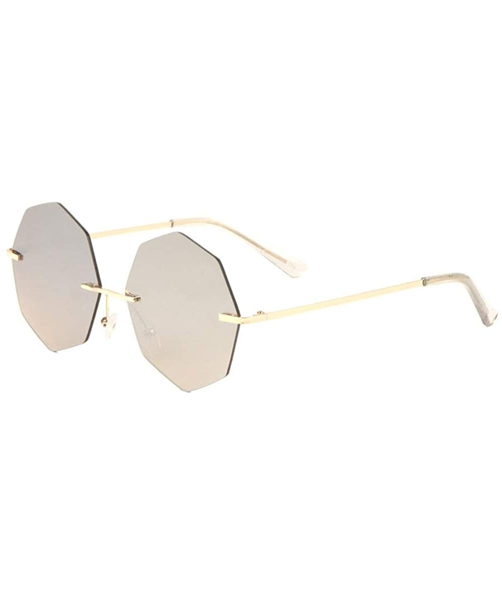 Rimless Oceanic Color Rimless Polygon Sunglasses - Grey - CJ197A6C45H $27.56