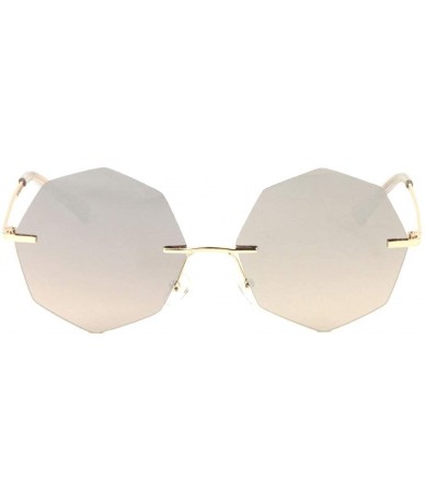 Rimless Oceanic Color Rimless Polygon Sunglasses - Grey - CJ197A6C45H $27.56