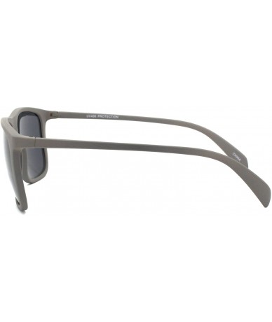 Sport Mens Matte Rubberized Rectangular Thin Plastic Sport Sunglasses - Grey Black - C7186456E7O $18.96