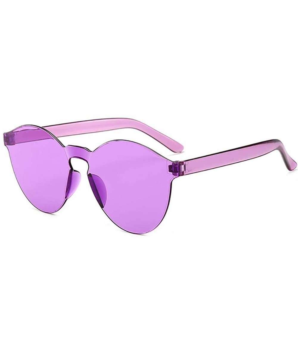 Round Unisex Fashion Candy Colors Round Outdoor Sunglasses Sunglasses - White Purple - CW199S7UTIM $31.05