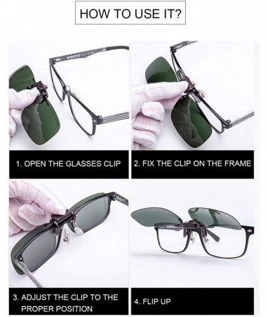 Square Clip on Sunglasses Over Prescription Glasses for Women Men Polarized Flip up Sunglasses with Case - Basis-green - CT18...