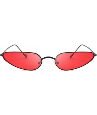 Rectangular Vintage Small Cat Eye Sunglasses Metal Frame Candy Colors Eyeglass - Black Red - CH18N8T694H $20.71