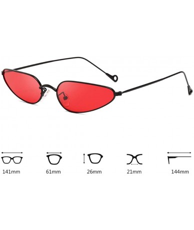 Rectangular Vintage Small Cat Eye Sunglasses Metal Frame Candy Colors Eyeglass - Black Red - CH18N8T694H $20.71