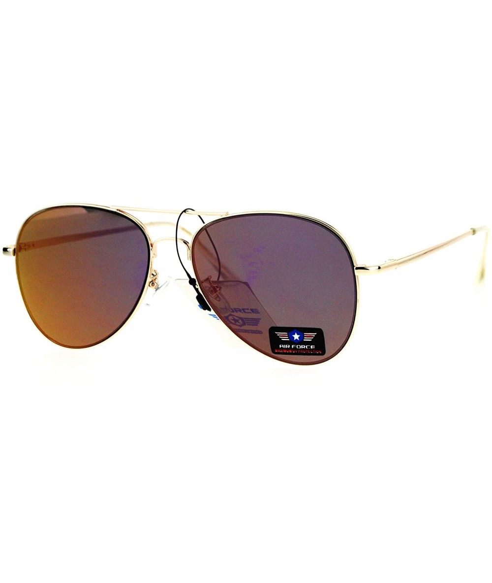 Aviator Air Force Aviator Sunglasses Unisex Spring Hinge Metal Frame Mirror Lens - Gold (Purple Mirror) - CH1853M2DI8 $20.59