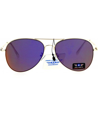 Aviator Air Force Aviator Sunglasses Unisex Spring Hinge Metal Frame Mirror Lens - Gold (Purple Mirror) - CH1853M2DI8 $20.59