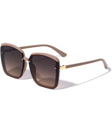 Butterfly Caracas Accent Top Brow Square Butterfly Sunglasses - Light Brown - CD196MTI8YN $26.81