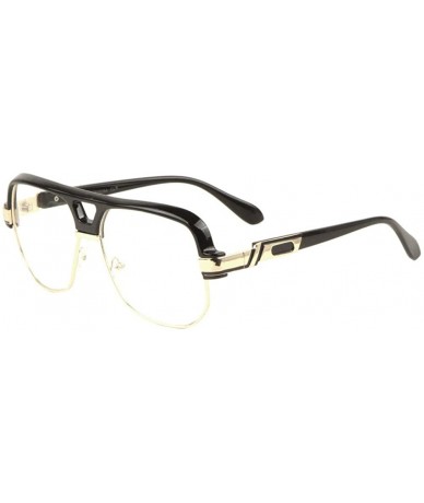 Square Flat Top Rounded Square Frame Art Deco Clear Sunglasses - Black - C1198DC96HR $25.97