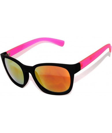 Wayfarer Flat Matte Reflective Mirror Lens Sunglasses Black-Pink Frame Protection - CK11N5BIGU9 $17.47